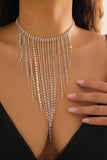 KATCH ME Silver Rhinestones Tassel Chocker Necklace Accessories 