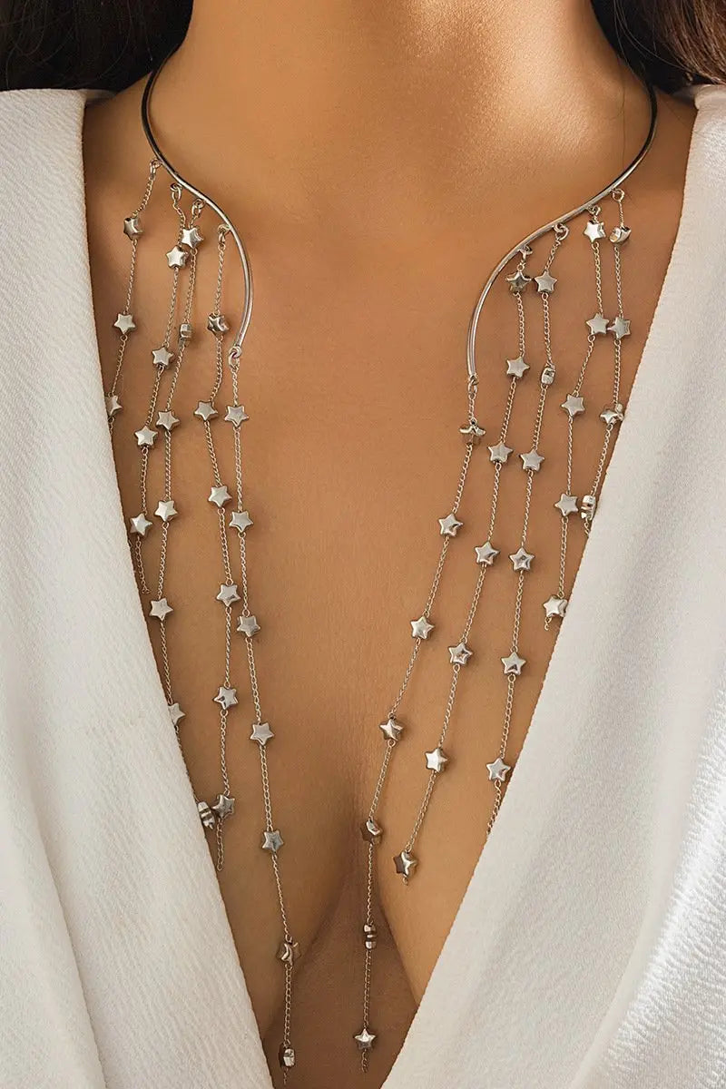 KATCH ME Silver Stars Tassels Open Necklace Accessories 9.99