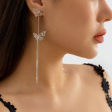 KATCH ME Silver Temperament Tassel Butterfly Earrings Accessories 5.99