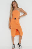 KATCH ME Solid Cargo Pockets Split Tube Dress Dress 