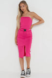 KATCH ME Solid Cargo Pockets Split Tube Dress Dress 