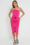 KATCH ME Solid Cargo Pockets Split Tube Dress Dress 