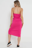 KATCH ME Solid Cargo Pockets Split Tube Dress Dress 