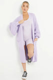 Purple Knitted Longline Cardigan