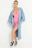 KATCH ME Solid Color Knitted Longline Cardigan Coat 