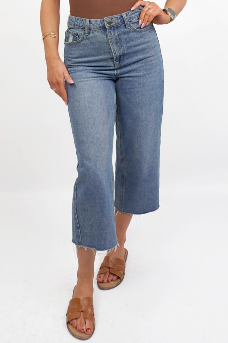 Katchme Structured Denim Low‑Rise Ripped Straight Leg Jeans - KATCH ME UK-Denim