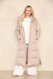 Taupe Winter Chic Side Slit Hooded Zip-Up Thermal Cotton Coat