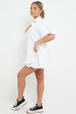 KATCH ME White Button Flounce Short Sleeve Top & Elasticated Shorts Co-ord Co-ord 