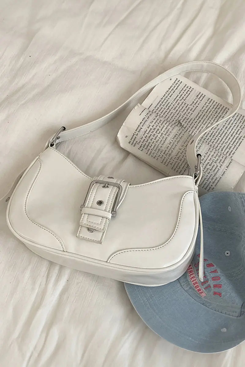 KATCH ME White PU Leather Straps Mini Shoulder Bag Bag
