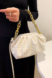 White Towel Chunky Chain Cloud Ruched Strap Bag
