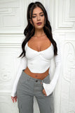 KATCH ME White Twist Ribbed Irregular Crop Top Top 