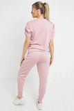 KATCH ME Women's Solid Color Ruched Sleeve Top & Joggers Co-ord 2PCS Co-ord 