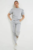 KATCH ME Women's Solid Color Ruched Sleeve Top & Joggers Co-ord 2PCS Co-ord 