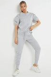 KATCH ME Women's Solid Color Ruched Sleeve Top & Joggers Co-ord 2PCS Co-ord 