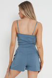 KATCH ME Women's Solid Color Tube Pockets Short Jumpsuit One size(6-12） Playsuit 