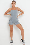 KATCH ME Women's Solid Color Tube Pockets Short Jumpsuit One size(6-12） Playsuit 