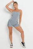 KATCH ME Women's Solid Color Tube Pockets Short Jumpsuit One size(6-12） Playsuit 