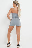 KATCH ME Women's Solid Color Tube Pockets Short Jumpsuit One size(6-12） Playsuit 