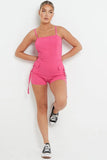 KATCH ME Women's Solid Color Tube Pockets Short Jumpsuit One size(6-12） Playsuit 