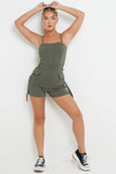 KATCH ME Women's Solid Color Tube Pockets Short Jumpsuit One size(6-12） Playsuit 