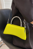 KATCH ME Yellow PU Flap Houndstooth Handle Strap Crossbody Bag