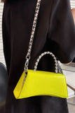 KATCH ME Yellow PU Flap Houndstooth Handle Strap Crossbody Bag