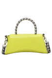 KATCH ME Yellow PU Flap Houndstooth Handle Strap Crossbody Bag
