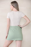 Versatile High Waist Flap Pockets Mini Skirt With Matching Belt