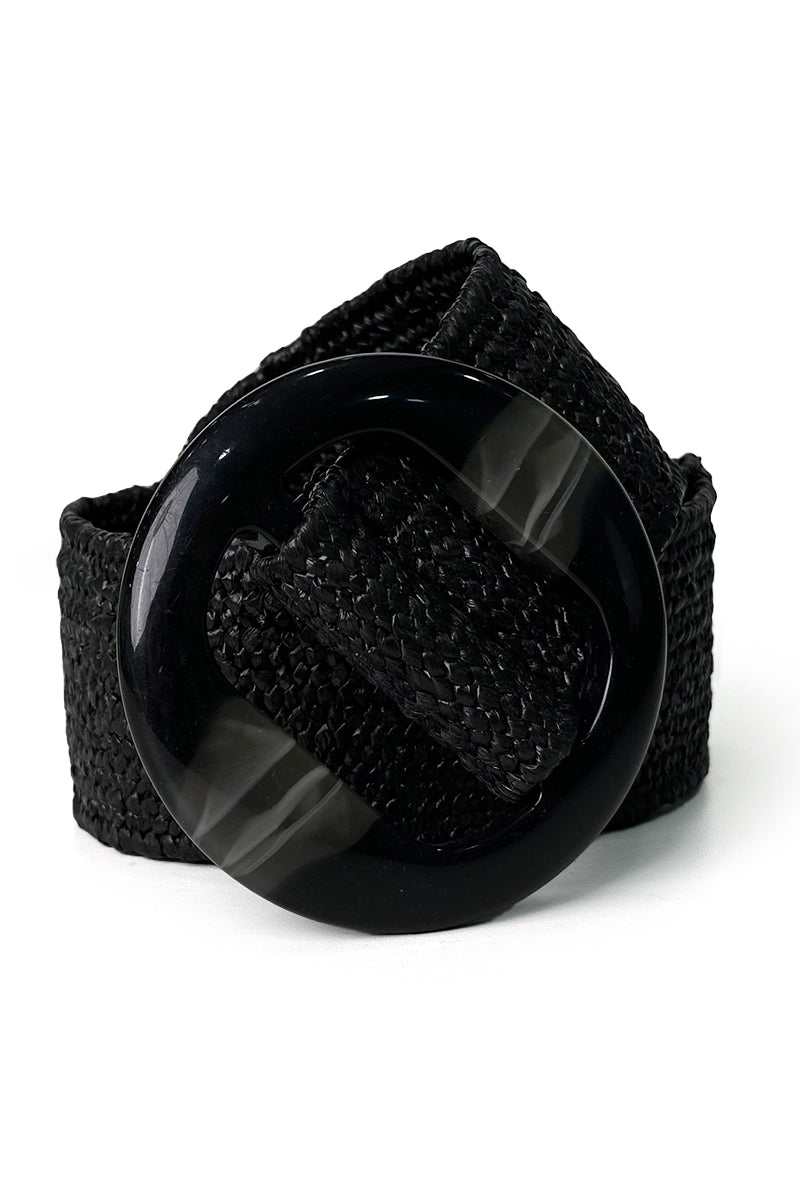 Katchme Solid Color Resin Buckle Elastic Woven Wide Belt - KATCH ME UK-Accessories