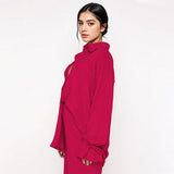 Commuter Solid Collared Tie-Up Long Sleeve Button Shirt & Wide Leg Trousers Co-ord