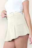 Vintage High Waist Faux Pockets A-Line Mini Skirt
