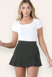 Vintage High Waist Faux Pockets A-Line Mini Skirt