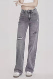 Street High Waist Multi-Pocket Ripped Baggy Jeans