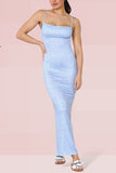 Elegant Floral Print Spaghetti Strap Backless Maxi Dress