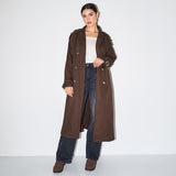 Katch Me Look Women's Solid Classy Notch Lapel Double Breasted Belt Decor Trench Coat, Versatile Plain Outerwear for Lady Streetwear, Minimalist Outfit