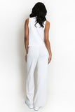 Versatile V Neck Gold-Toned Button Decor Loose Tank Top & Wide Leg Trousers Co-ord