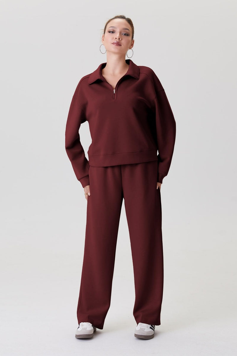 KATCH ME Partial Zipper Stand Collar Tracksuit Co-ord Set
