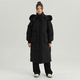 Katch Me Look Women's Leisure Fluffy Hooded Flap Pocket Zipper & Button Thick Coat, Cozy Outerwear Jacket for Winter, Versatile Solid Color Outfits