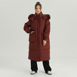 Katch Me Look Women's Leisure Fluffy Hooded Flap Pocket Zipper & Button Thick Coat, Cozy Outerwear Jacket for Winter, Versatile Solid Color Outfits