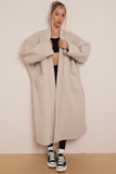 KATCH ME Beige Exposed Stitches Pocket Loose Thermal Coat Coat