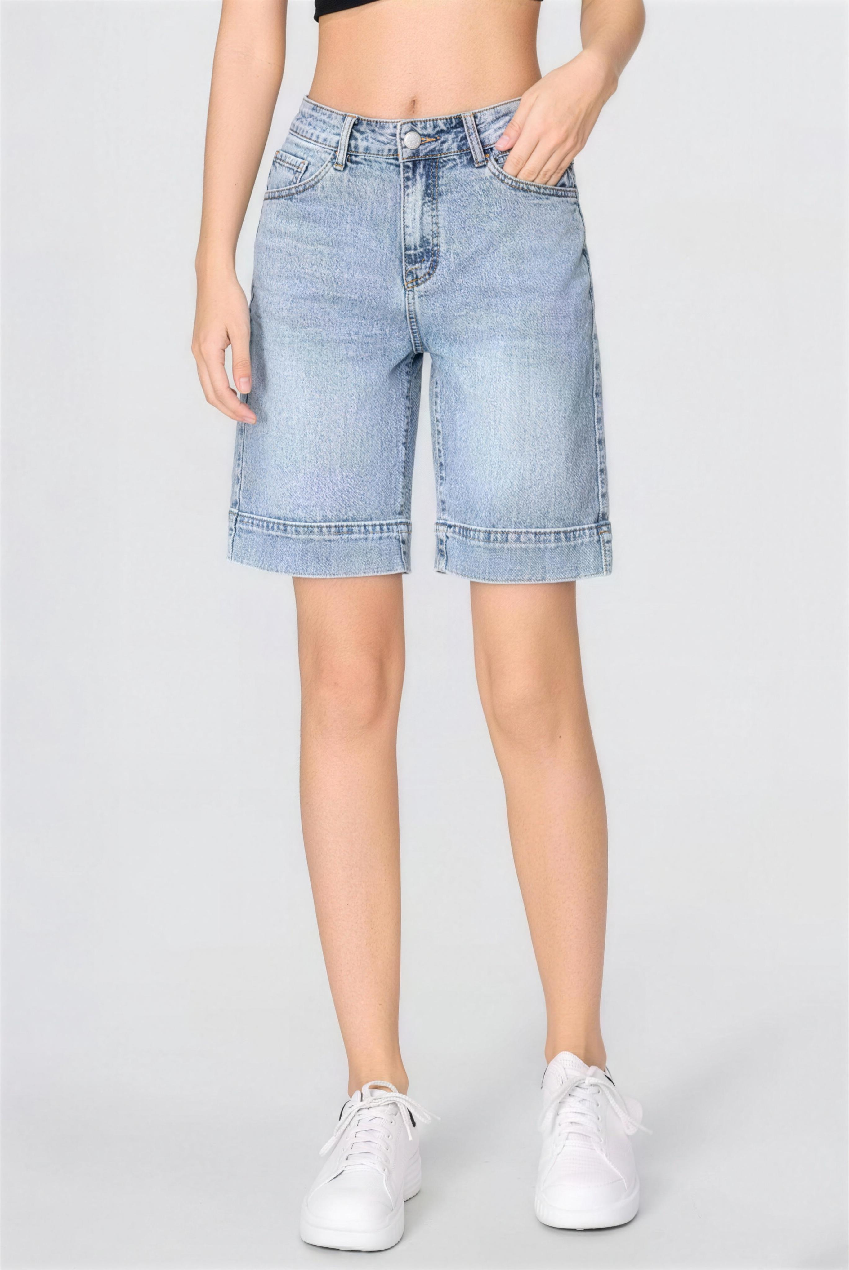 KATCH ME Punk Mid-Rise Loose Straight Ripped Denim Shorts