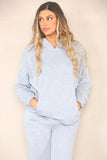 KATCH ME Grey Autumn Casual Sport Fleece Loose Hoodie & Elasticated Trousers Co-ord Co-ord