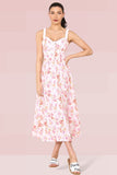 Rose Summer Fresh Front Tie Floral Print Split Dress