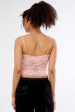 KATCH ME Baby Pink Sexy Spaghetti Straps Lace See-Through Crop Top Top