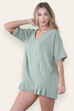 KATCH ME Women's Casual Plain V Neck Half Sleeve Side Pocket Loose Playsuit Playsuit
