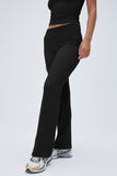 KATCH ME Black Casual Round Neck Short Sleeve Puckery Slim Top & Folded Waist Trousers Co-ord Co-ord
