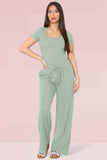 KATCH ME Sage Trendy Square Neck Shaping Bodysuit & High Waist Wide Leg Trousers Co-ord Co-ord