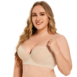 KATCH ME Nude Sexy Adjustable Straps Soft Breathable Underwire Push-Up Bra Lingerie