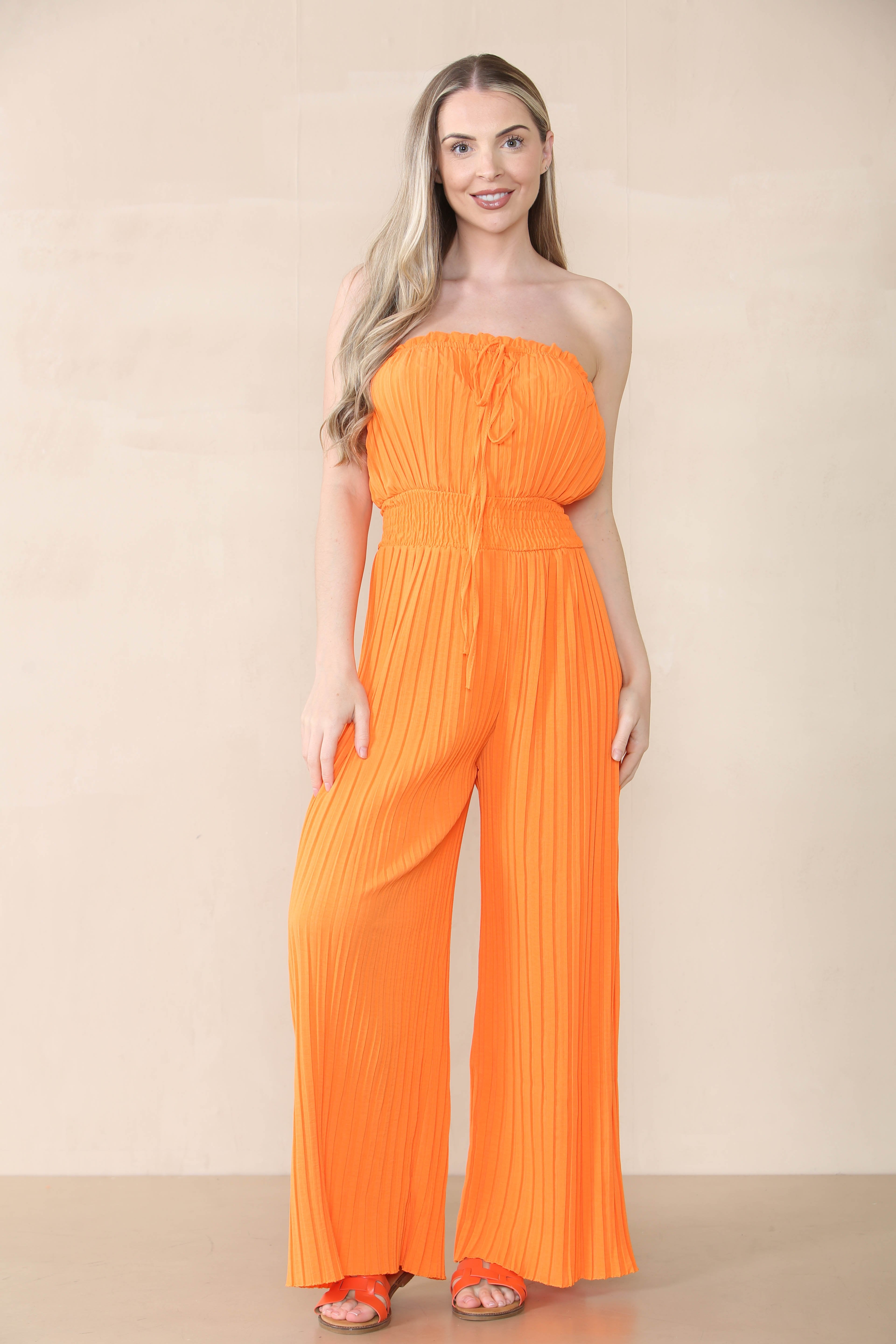 KATCH ME Women's Versatile Tie-Up Ruched Thin Waist Pleated Wide Leg Jumpsuit Jumpsuit 24.69
