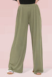 KATCH ME Khaki Commuter Versatile High Waist Loose Drape Wide Leg Trousers Trousers